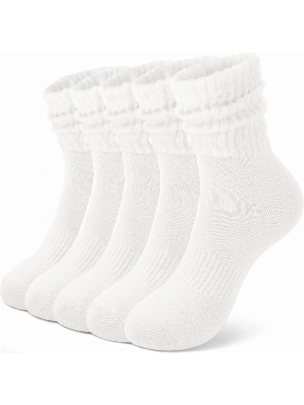 🧦Women's Off White 5 Pair Slouchy Socks Slouch Cotton Crew Scrunch Socks